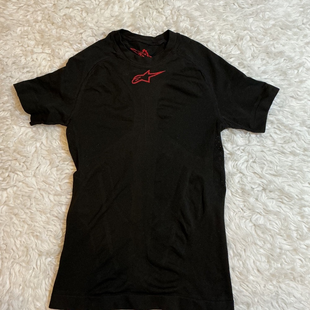 Alpinestars Compression Shirt Mens M-L Black Excellent Base Layer Short Sleeve